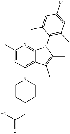 4-Piperidineacetic acid, 1-[7-(4-broMo-2,6-diMethylphenyl)-2,5,6-triMethyl-7H-pyrrolo[2,3-d]pyriMidin-4-yl]- 구조식 이미지