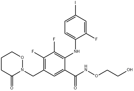 3,4-difluoro-2-(2-fluoro-4-iodophenylaMino)-N-(2-hydroxyethoxy)-5-((3-oxoMorpholino)Methyl)benzaMide Structure