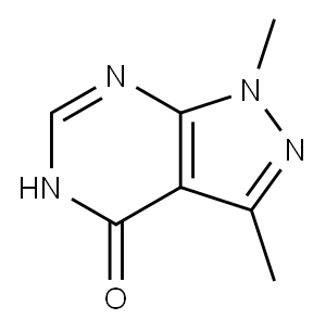 1,3-Dimethyl-1,5-dihydro-4H-pyrazolo-[3,4-d]pyrimidin-4-one 구조식 이미지