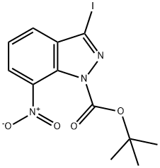 1H-INDAZOLE-1-CARBOXYLIC ACID,3-IODO-7-NITRO-,1,1-DIMETHYLETHYL ESTER Structure