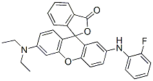 6'-Diethylamino-2'-(o-fluoroanilino)spiro[phthalide-3,9'-[9H]xanthene] Structure