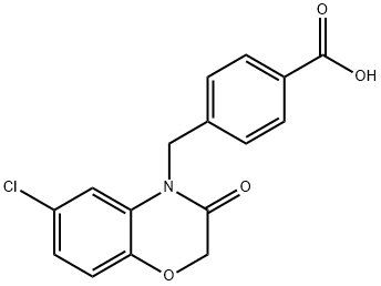 4-[(6-Chloro-2,3-dihydro-3-oxobenzo[b][1,4]oxazin-4-yl)methyl]benzoic acid, 4-(4-Carboxybenzyl)-6-chloro-2,3-dihydro-3-oxo-4H-1,4-benzoxazine 구조식 이미지