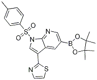 1H-Pyrrolo[2,3-b]pyridine, 1-[(4-Methylphenyl)sulfonyl]-5-(4,4,5,5-tetraMethyl-1,3,2-dioxaborolan-2-yl)-3-(2-thiazolyl)- Structure