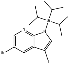 5-BROMO-3-IODO-1-TRIISOPROPYLSILANYL-1H-PYRROLO[2,3-B]PYRIDINE 구조식 이미지