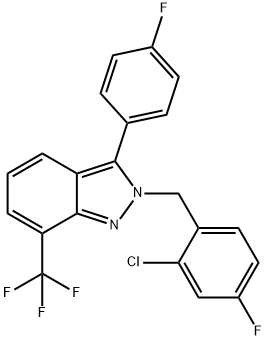 2H-Indazole, 2-[(2-chloro-4-fluorophenyl)Methyl]-3-(4-fluorophenyl)-7-(trifluoroMethyl)- Structure