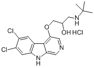 2-Propanol, 1-((6,7-dichloro-9H-pyrido(3,4-b)indol-4-yl)oxy)-3-((1,1-d imethylethyl)amino)-, hydrochloride Structure