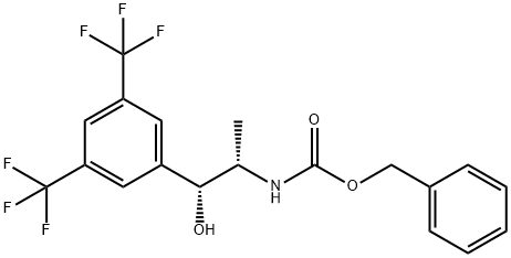 benzyl (1R,2S)-1-(3,5-bis(trifluoromethyl)phenyl)-1-hydroxypropan-2-ylcarbamate 구조식 이미지