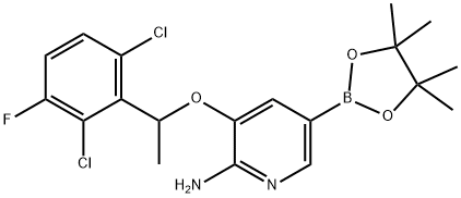 3-[1-(2,6-dichloro-3-fluorophenyl)ethoxy]-5-
(tetraMethyl-1,3,2-dioxaborolan-2-yl)pyridin-2-
aMine Structure