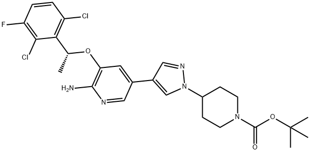 (R)-tert-butyl 4-(4-(6-aMino-5-(1-(2,6-dichloro-3-fluorophenyl)ethoxy)pyridin-3-yl)-1H-pyrazol-1-yl)piperidine-1-carboxylate 구조식 이미지