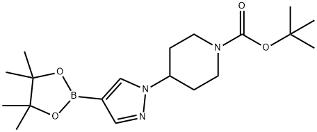 tert-Butyl 4-[4-(4,4,5,5-tetramethyl-1,3,2-dioxaborolan-2-yl)-1H-pyrazol-1-yl]piperidine-1-carboxylate Structure