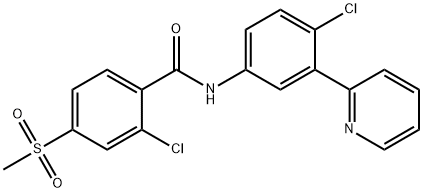 2-Chloro-N-[4-chloro-3-(2-pyridinyl)phenyl]-4-(methylsulfonyl)benzamide 구조식 이미지