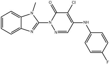 3(2H)-Pyridazinone,  4-chloro-5-[(4-fluorophenyl)amino]-2-(1-methyl-1H-benzimidazol-2-yl)- Structure