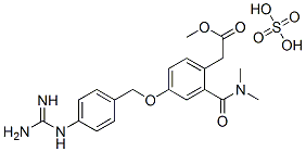 N,N-dimethylcarbamoyl-4-(4-guanidinobenzyloxy)phenyl acetate methane sulfate Structure