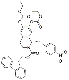 2(1H)-이소퀴놀린카르복실산,6,7-비스[(에톡시카르보닐)옥시]-3,4-디히드로-1-[(4-니트로페닐)메틸]-,9H-플루오렌-9-일메틸에스테르 구조식 이미지