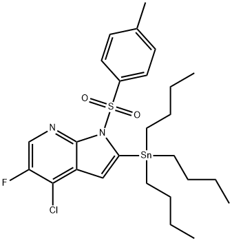 1H-Pyrrolo[2,3-b]pyridine, 4-chloro-5-fluoro-1-[(4-Methylphenyl)sulfonyl]-2-(tributylstannyl)- Structure