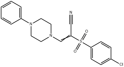 (E)-2-[(4-chlorophenyl)sulfonyl]-3-(4-phenylpiperazino)-2-propenenitrile Structure