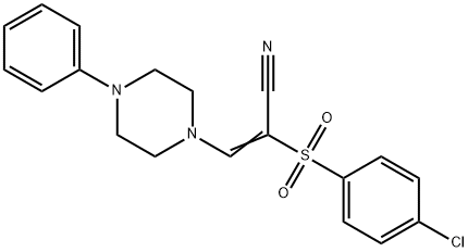 (E)-2-[(4-chlorophenyl)sulfonyl]-3-(4-phenylpiperazino)-2-propenenitrile 구조식 이미지