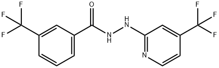 벤조산,3-(TRIFLUOROMETHYL)-,2-[4-(TRIFLUOROMETHYL)-2-PYRIDINYL]HYDRAZIDE 구조식 이미지