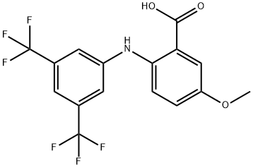 Benzoic  acid,  2-[[3,5-bis(trifluoromethyl)phenyl]amino]-5-methoxy- Structure