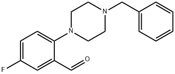 2-(4-벤질-1-피페라지노)-5-플루오로-벤잘데하이드 구조식 이미지