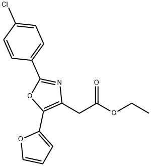 4-옥사졸아세트산,2-(4-클로로페닐)-5-(2-푸라닐)-,에틸에스테르 구조식 이미지