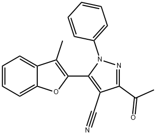 1H-Pyrazole-4-carbonitrile,  3-acetyl-5-(3-methyl-2-benzofuranyl)-1-phenyl- 구조식 이미지