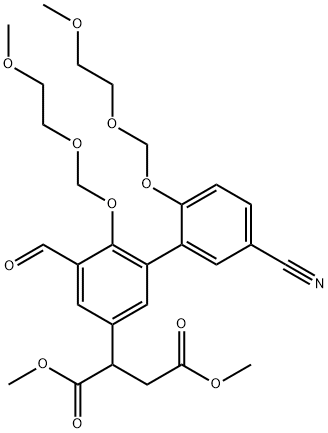 Butanedioic acid, 2-[5'-cyano-5-forMyl-2',6-bis[(2-Methoxyethoxy)Methoxy][1,1'-biphenyl]-3-yl]-, 1,4-diMethyl ester 구조식 이미지