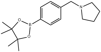 4-(PYRROLIDIN-1-YLMETHYL)BENZENEBORONIC ACID, PINACOL ESTER 97%1-[4-(4,4,5,5-TETRAMETHYL-1,3,2-DIOXABOROLAN-2-YL)BENZYL]PYRROLIDINE 구조식 이미지