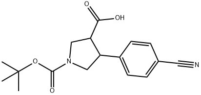 1-(TERT-부톡시카르보닐)-4-(4-시아노페닐)피롤리딘-3-카르복실산 구조식 이미지