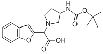 BENZOFURAN-2-YL-(3-BOC-AMINO-PYRROLIDIN-1-YL)-ACETIC ACID 구조식 이미지