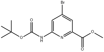 4-BROMO-6-[(TERT-BUTOXYCARBONYL)아미노]피리딘-2-카르복실산메틸에스테르 구조식 이미지