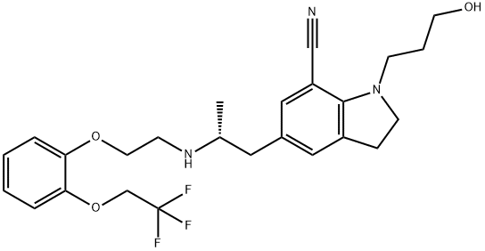 885340-13-6 1H-Indole-7-carbonitrile, 2,3-dihydro-1-(3-hydroxypropyl)-5-[(2R)-2-[[2-[2-(2,2,2-trifluoroethoxy)phenoxy]ethyl]aMino]propyl]-