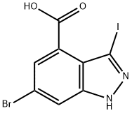 1H-Indazole-4-carboxylic acid, 6-broMo-3-iodo- Structure