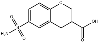 2H-1-Benzopyran-3-carboxylic acid, 6-(aminosulfonyl)-3,4-dihydro- Structure