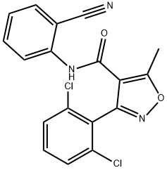 N-(2-cyanophenyl)-3-(2,6-dichlorophenyl)-5-methyl-4-isoxazolecarboxamide 구조식 이미지