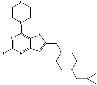 4-(2-chloro-6-((4-(cyclopropylmethyl)piperazin-1-yl)methyl)thieno[3,2-d]pyrimidin-4-yl)morpholine Structure