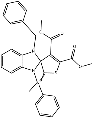 (Z)-DIMETHYL 1-BENZYL-3-ETHYL-2'-(PHENYLIMINO)-1,3-DIHYDRO-2'H-SPIRO[BENZO[D]IMIDAZOLE-2,3'-THIOPHENE]-4',5'-DICARBOXYLATE Structure