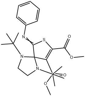 1,4-DI-TERT-BUTYL-6-PHENYLIMINO-7-THIA-1,4-DIAZA-SPIRO[4.4]NON-8-ENE-8,9-DICARBOXYLIC ACID DIMETHYL ESTER Structure