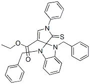 ETHYL 1,3-DIBENZYL-1'-PHENYL-2'-THIOXO-1,1',2',3-TETRAHYDROSPIRO[BENZO[D]IMIDAZOLE-2,3'-PYRROLE]-4'-CARBOXYLATE 구조식 이미지