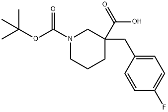 1-[(TERT-부틸)옥시카르보닐]-3-(4-플루오로벤질)피페리딘-3-카르복실산 구조식 이미지