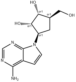 3-(4-Amino-1H-pyrrolo(2,3-d)pyrimidin-1-yl)-5-(hydroxymethyl)-1,2-cycl opentanediol 구조식 이미지
