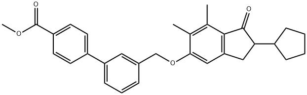 [1,1'-Biphenyl]-4-carboxylic acid, 3'-[[(2-cyclopentyl-2,3-dihydro-6,7-diMethyl-1-oxo-1H-inden-5-yl)oxy]Methyl]-, Methyl ester Structure