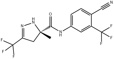 1H-Pyrazole-5-carboxamide, N-[4-cyano-3-(trifluoromethyl)phenyl]-4,5-dihydro-5-methyl-3-(trifluoromethyl)-, (5S)- Structure