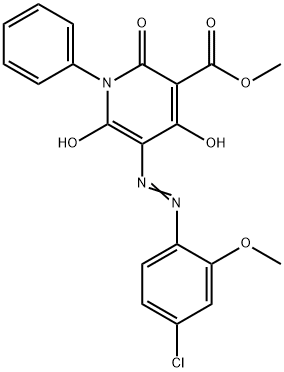 3-Pyridinecarboxylic  acid,  5-[(4-chloro-2-methoxyphenyl)azo]-1,2-dihydro-4,6-dihydroxy-2-oxo-1-phenyl-,  methyl  ester  (9CI) Structure