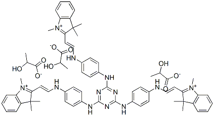2,2',2''-[1,3,5-triazine-2,4,6-triyltris(imino-4,1-phenyleneiminovinylene)]tris(1,3,3-trimethyl-3H-indolium) trilactate Structure