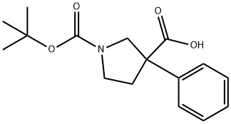 1-Boc-3-페닐-3-피롤리딘카르복실산 구조식 이미지