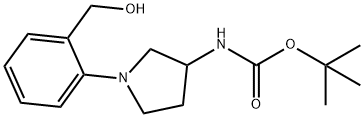[1-(2-히드록시메틸-페닐)-피롤리딘-3-일]-탄산tert-부틸에스테르 구조식 이미지