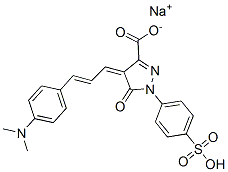 4-[3-[4-(Dimethylamino)phenyl]-2-propenylidene]-4,5-dihydro-5-oxo-1-(4-sulfophenyl)-1H-pyrazole-3-carboxylic acid, monosodium salt 구조식 이미지