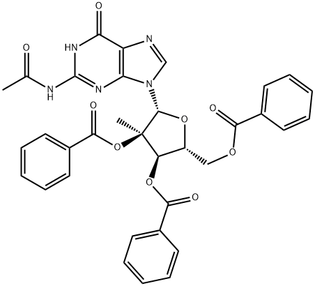 N-아세틸-2'-C-메틸-구아노신2',3',5'-트리벤조에이트 구조식 이미지
