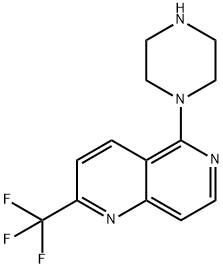 5-PIPERAZIN-1-YL-2-(TRIFLUOROMETHYL)-1,6-NAPHTHYRIDINE
 Structure